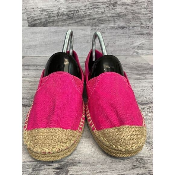 Mia Girls Size 5 Pink Canvas Espadrilles With Braided Jute Trim & Rubber Soles - Picture 2 of 8